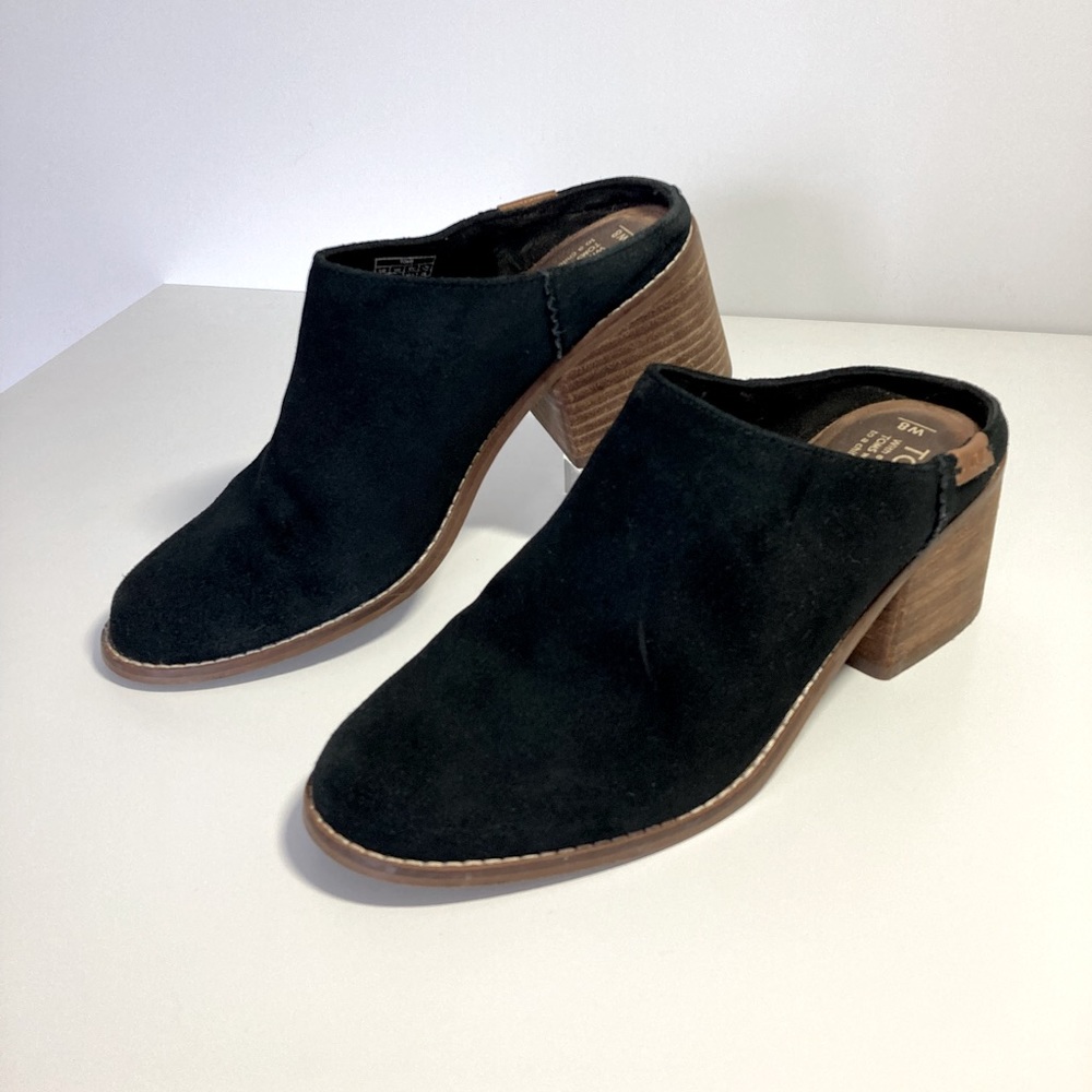 Toms Leather Suede Slip-On Mule Clogs Sz 8